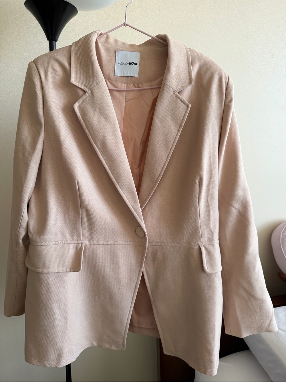 Fashion Nova Light Blush Single-Button Blazer